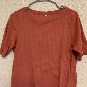 Salmon pink quarter sleeve shirt